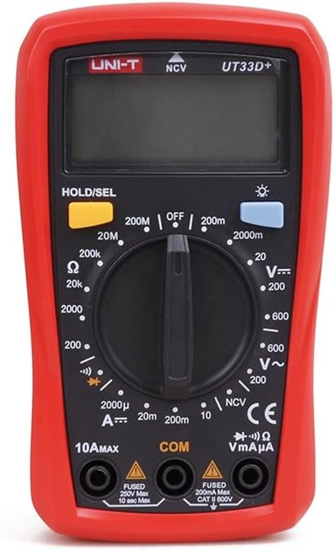 Digitale multimeter met LCD-achtergrondverlichting voor spannings- en stroommetingen