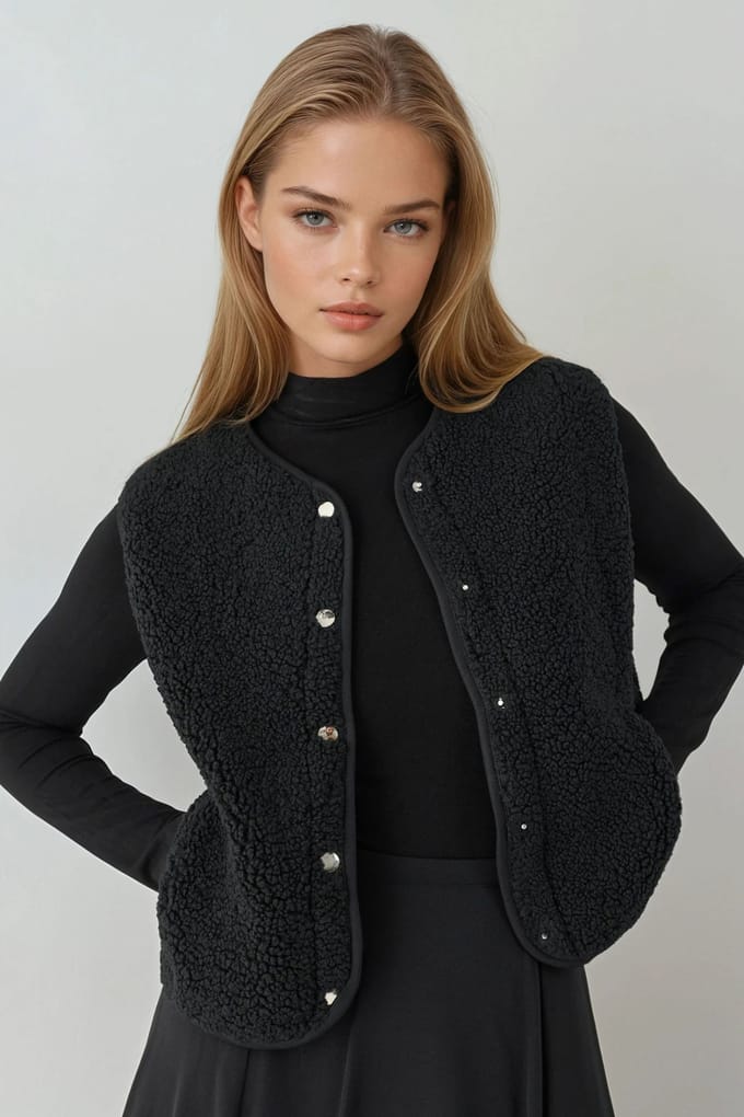 Gestructureerd Crew Neck Mouwloos Vest