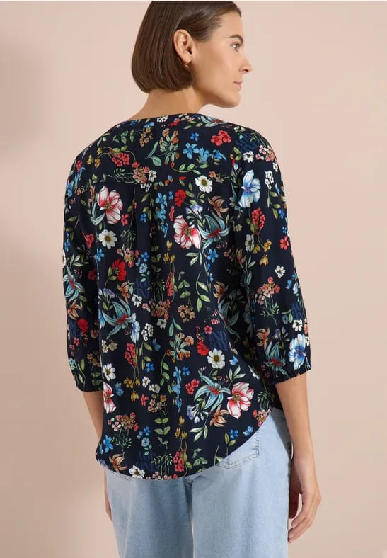 3/4-mouwen blouse met gespleten hals en print