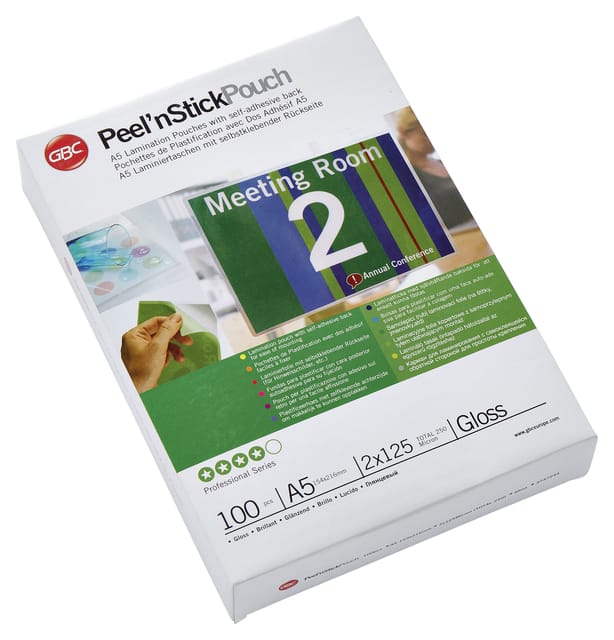 GBC Peel'n Stick - 100-pack - glossy - 154 x 216 mm - lamination pouches with adhesive back