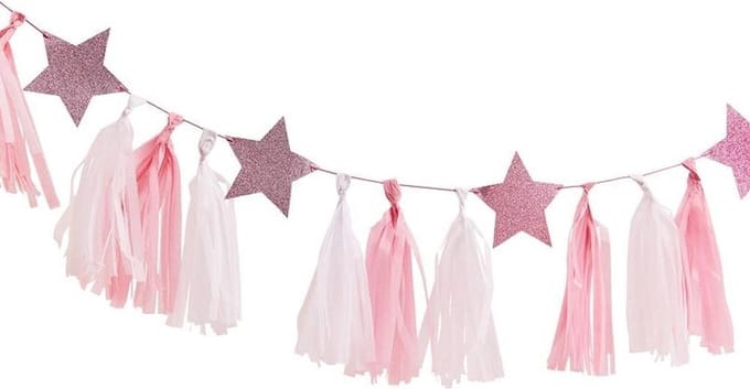Ginger Ray - Pamper party roze tasselslinger met sterren - 2 meter