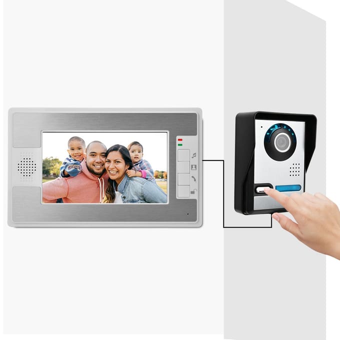 7 inch Bekabeld Kleurenscherm Infrarood Nachtzicht Waterdicht Visueel Intercom Deurbel Kit