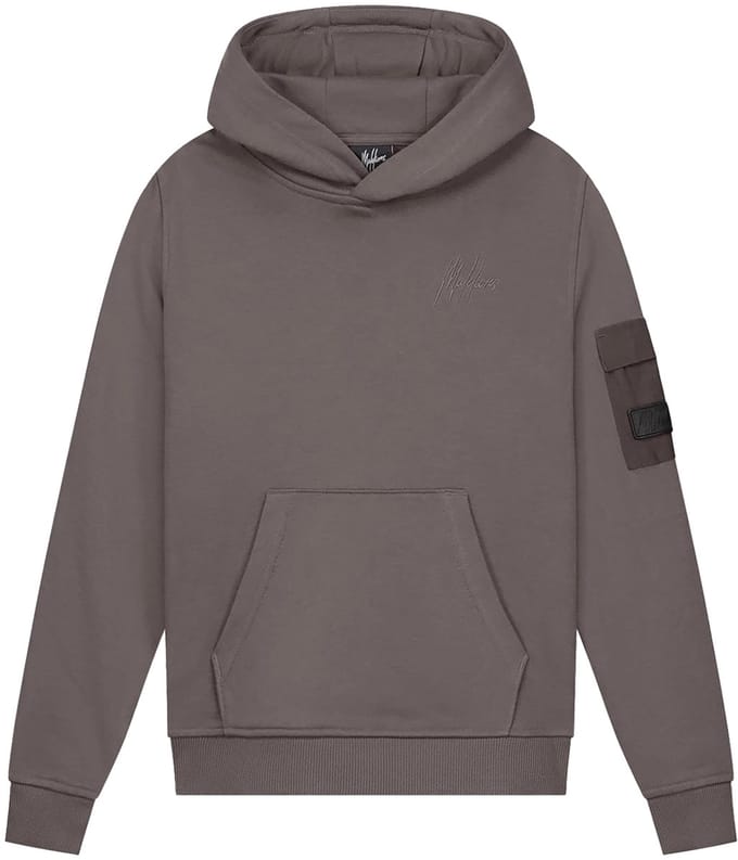 Malelions nylon pocket hoodie in de kleur grijs.