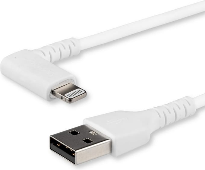 StarTech.com 1m/3.3ft Angled Lightning to USB Cable - MFI Certified - White - Lightning cable - Lightning / USB - 1 m