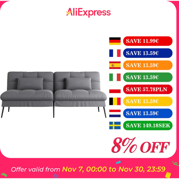 COMHOMA - Sofa Slaapbank - Futon Klapbank met Verstelbare Rugleuning - Blauw