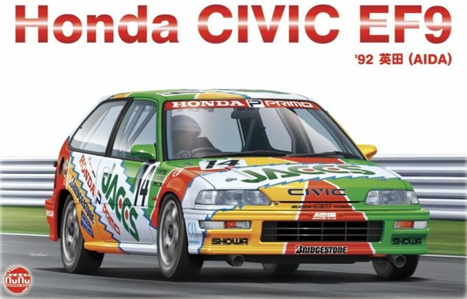 NuNu Modelbouwpakket Auto - 24021 Honda Civic EF9 Group A - JACCS - 1992 Plastic - 1:24 - Modelbouw