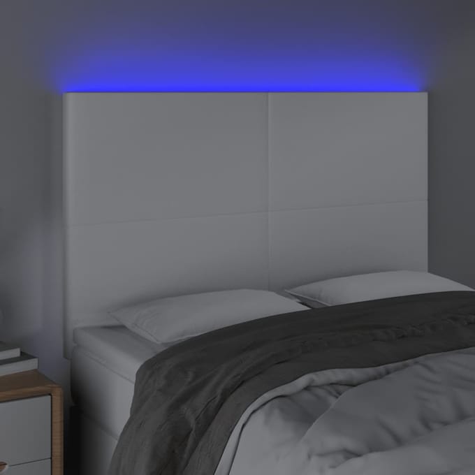 vidaXL - Hoofdbord - LED - 144x5x118/128 - cm - kunstleer - wit