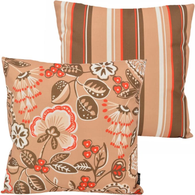 NOVÉE Sierkussen flower / stripe beige outdoor | 45 x 45 cm | katoen