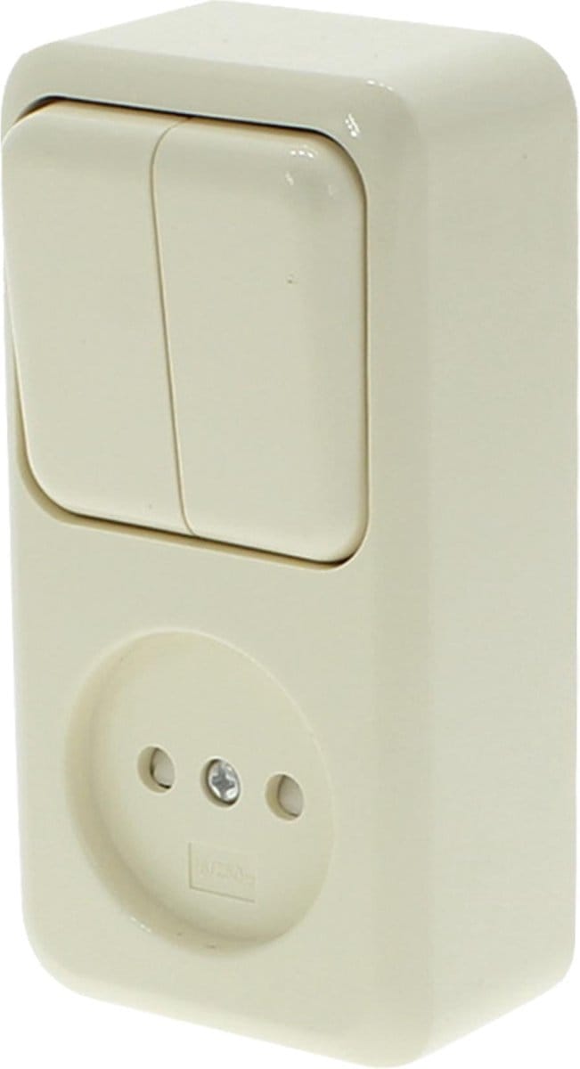 Q-LINK Wandcontactdoos Opbouw met Serieschakelaar