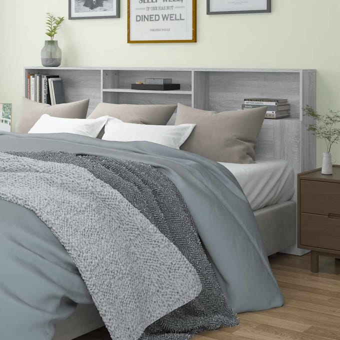 vidaXL - Hoofdbordkast - 220x19x101,5 - cm - grijs - sonoma - eikenkleurig