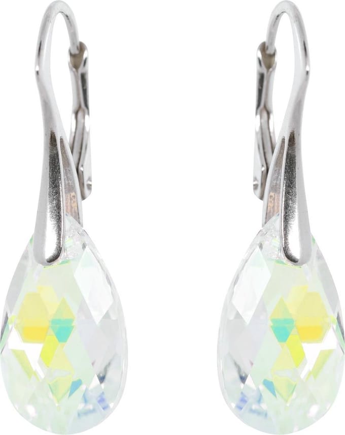 DBD - Zilveren Oorbellen - Druppel - Swarovski Kristal Elements - AB - 16MM - Anti Allergisch