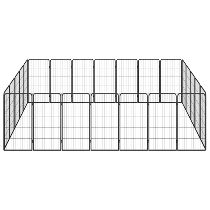 vidaXL Hondenkennel 24 panelen 50 x 100 cm gepoedercoat staal zwart