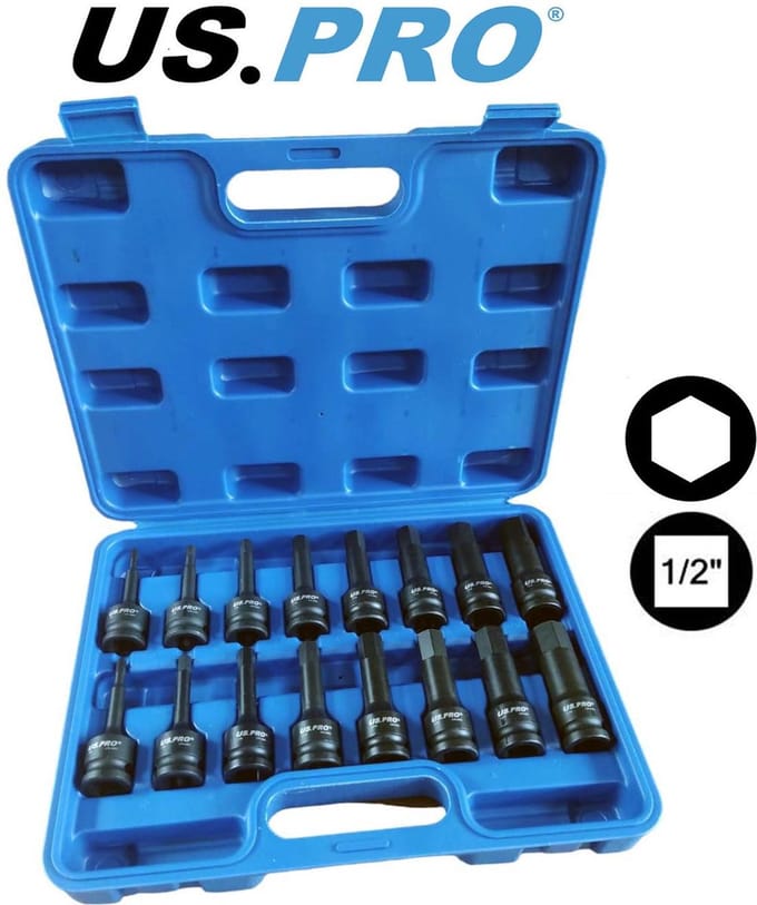 Uitgebreide Inbus doppenset / Inbus krachtdoppenset 1/2" 16-delig