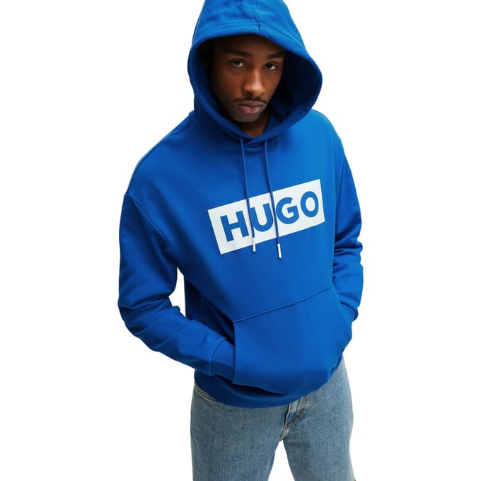 Boss Heren Box Hoodie met lange mouwen (Blauw)