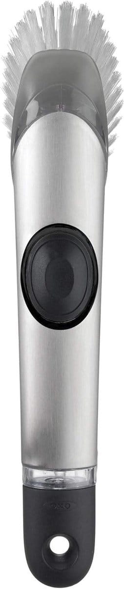 Afwasborstel met zeepdispenser van roestvrij staal - 25,4 cm