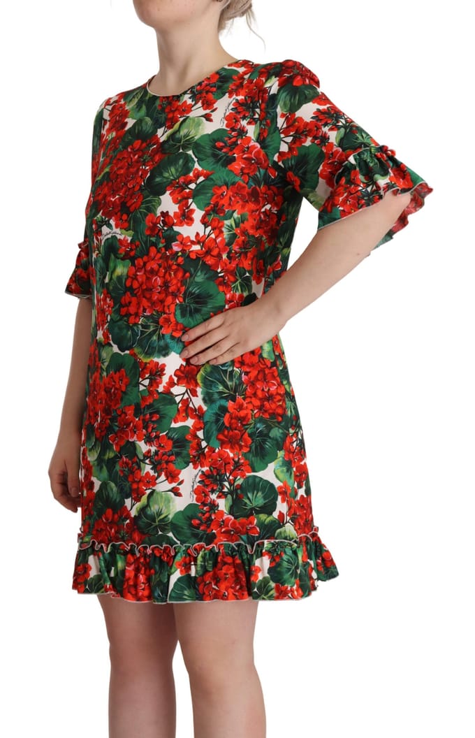 Dolce & Gabbana Dames Multikleuren Rode Bloemen Shift Gown Jurk