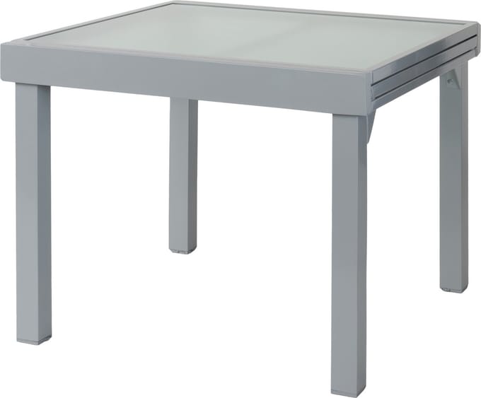 ib style Diplomat Tuintafel - Uitschuifbare tafel - Glasplaat - 90-180 cm - Zilver
