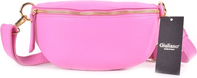 Giuliano Lederen Bumbag/Heuptas - roze - made in Italy