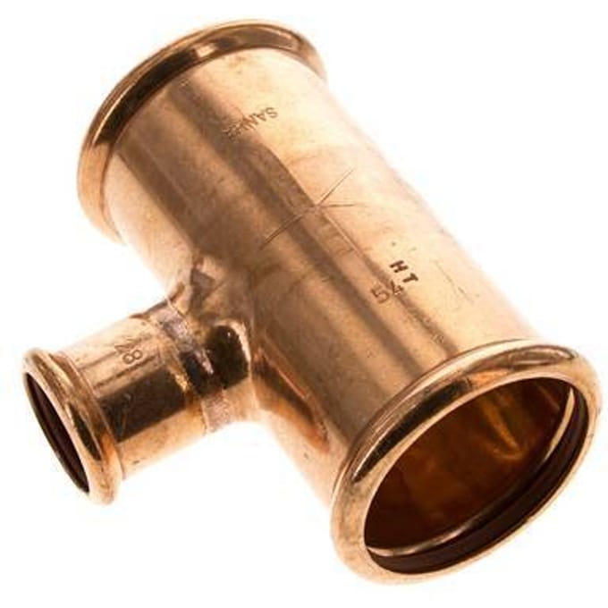 Tee Press Fitting - 28mm & 54mm Persmof - Koperlegering