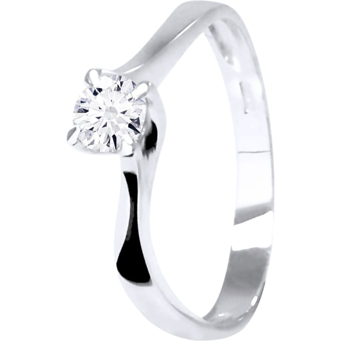 Solitaire Diamond 0,30 Cts 4 Claws White Gold 18 Karaat