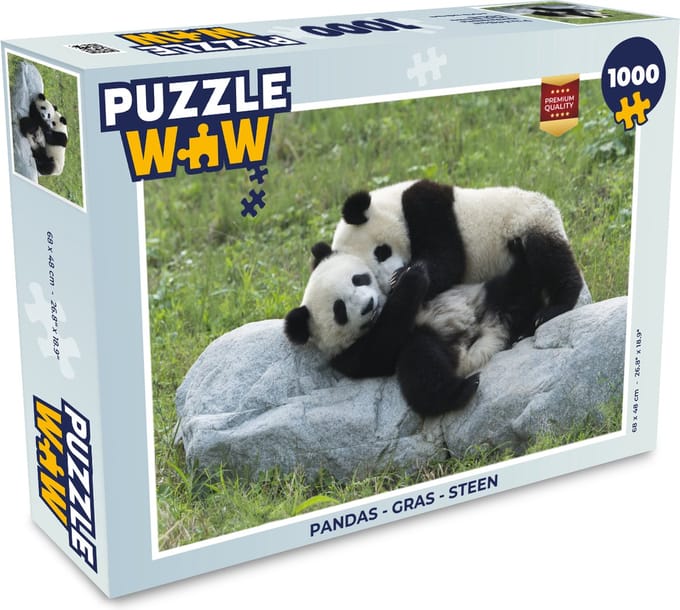Puzzel Pandas - Gras - Steen - Legpuzzel - Puzzel 1000 stukjes volwassenen