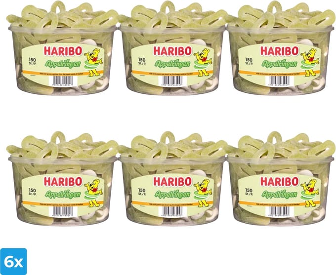 Haribo Appelringen (6x 150 stuks)