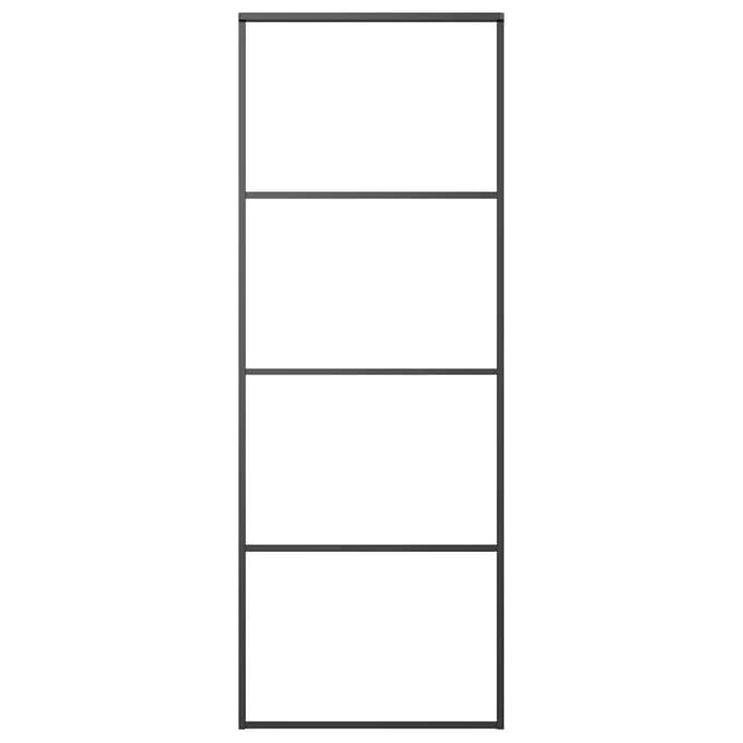 vidaXL - Schuifdeur - 76x205 - cm - aluminium - en - ESG-glas - zwart