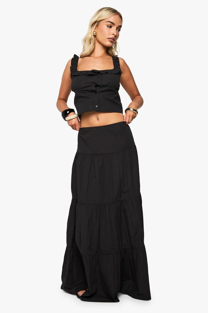 boohoo Dames Katoenen Popeline Crop Top | Black | Maat: 6