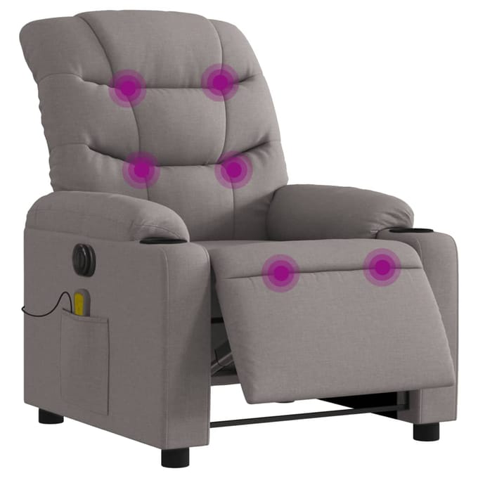 vidaXL - Massagestoel - elektrisch - verstelbaar - stof - taupe