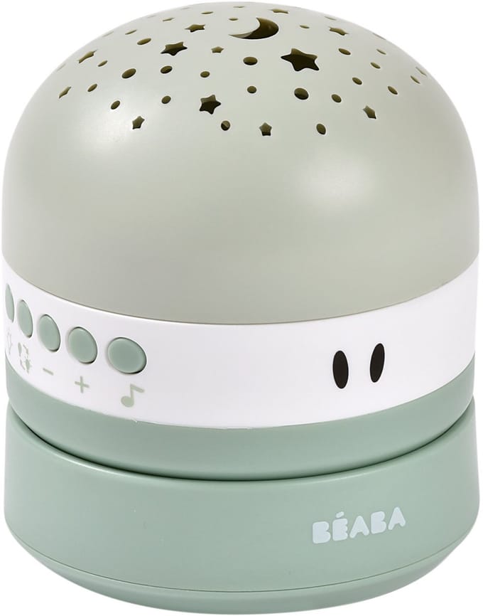 Béaba Pixie Projector Nachtlamp – Slaaphulp met Sterrenhemelprojectie, Witte Ruis & Huilsensor – Tot 100u Batterij – Compact & Draagbaa