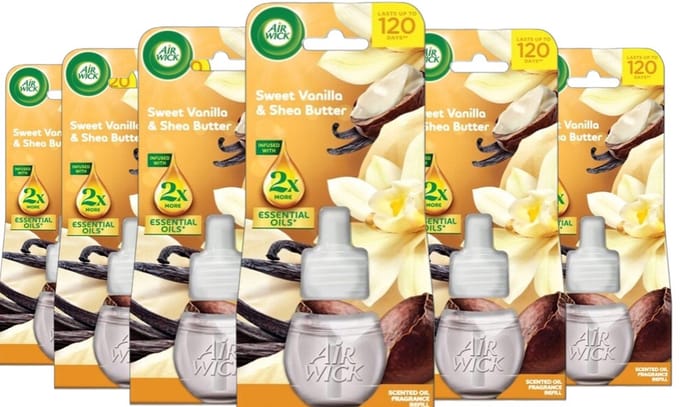 Air Wick Essential Oils Refills - Vanille & Sheabutter - Voordeelverpakking 6 x 19 ml