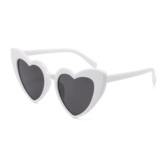 Loud and Clear® - Hartjes Zonnebril - Hartjes Bril - Hart - Bril - Festival Bril - Wit - Bruiloft