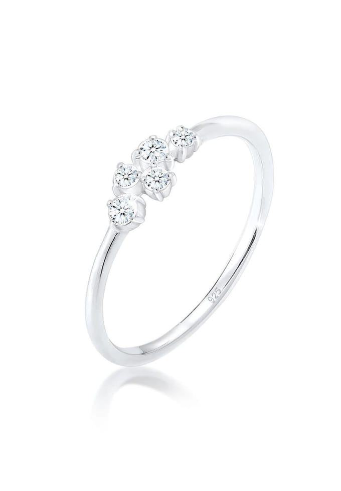 Elli PREMIUM - Ring - Dames Engagement Elegant met Diamant (0,12 ct) in 925 Sterling Zilver - Dames