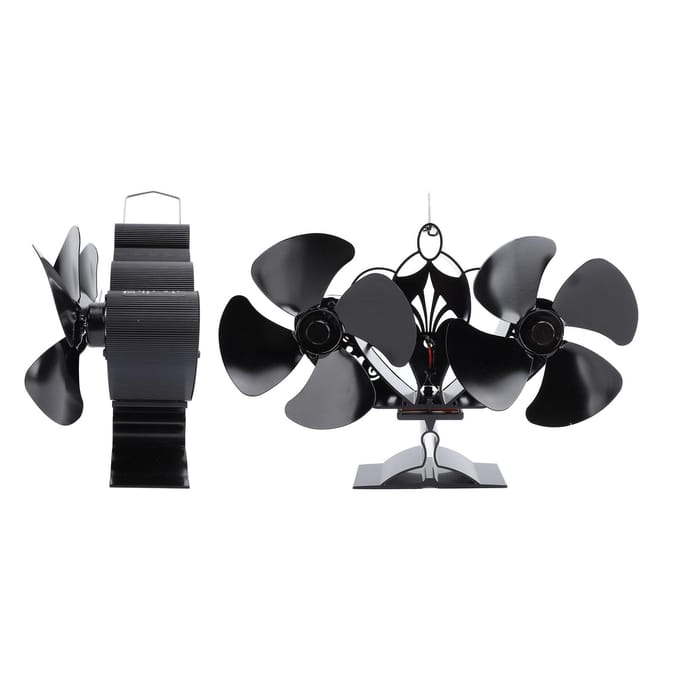 8 Bladen Houtkachelventilator Aluminiumlegering Stil Efficiënt Warmteaangedreven Haardventilator met Magneet black