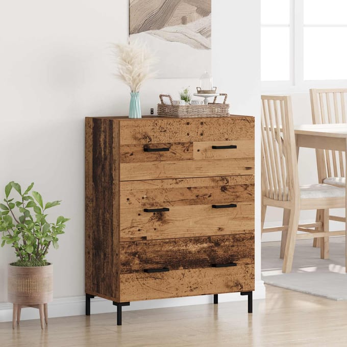 vidaXL Dressoir Oud Hout 69,5 x 34 x 90 cm Gemonteerd hout en ijzer