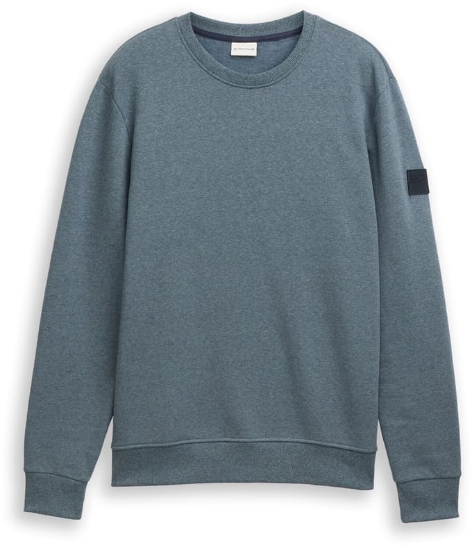 Tom Tailor - Sweatshirt in gemêleerde look - Maat S - grey mint navy structure