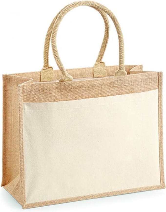 Cotton Pocket Jute Shopper (Natuurlijk)