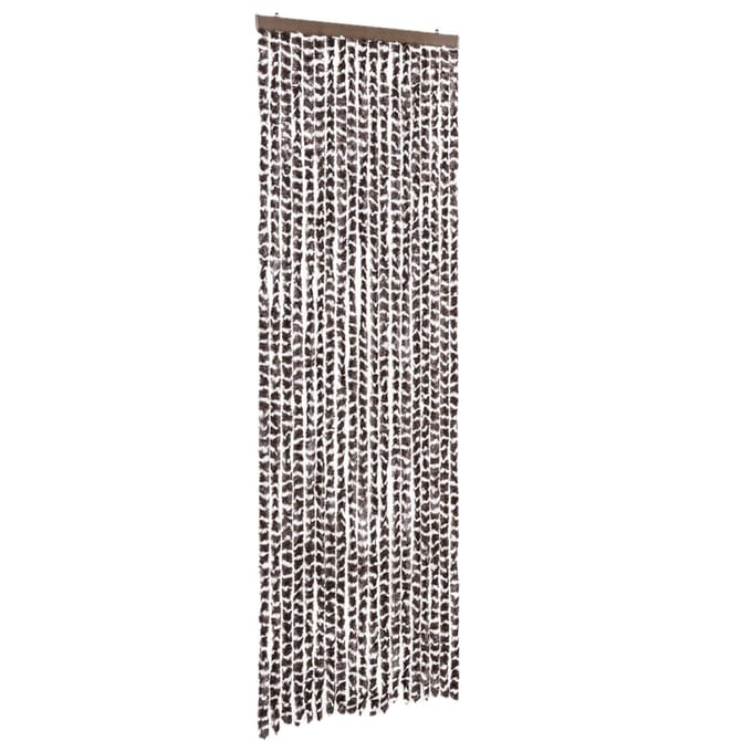 vidaXL - Vliegengordijn - 56x200 - cm - chenille - bruin - en - wit