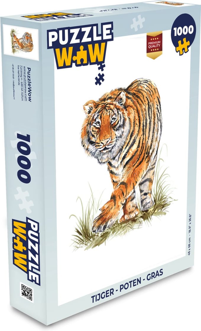 Puzzel Tijger - Poten - Gras - Legpuzzel - Puzzel 1000 stukjes volwassenen