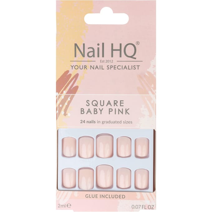 Nail HQ Square Baby Pink Nails 24 pcs + 2 ml