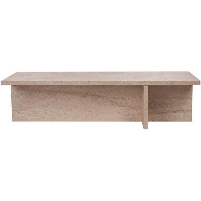Table basse - HARBOR - Travertine - Rectangulaire - Panneaux mélaminés - Travertin - Style moderne - Sur pieds - 120x45x30 cm