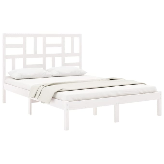 vidaXL - Bedframe - massief - hout - wit - 160x200 - cm