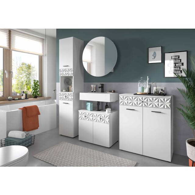 Prisma badkamercombinatie wit NB wit hoogglans MDF TZ - 37x141x187cm