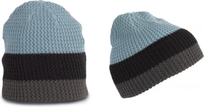 Beanie/Muts 3 stroken/kleuren, volwassenen, Unisex