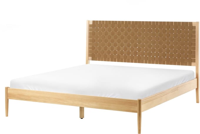 BRUNEMONT - Tweepersoonsbed - Lichtbruin - 160 x 200 cm - Grenenhout