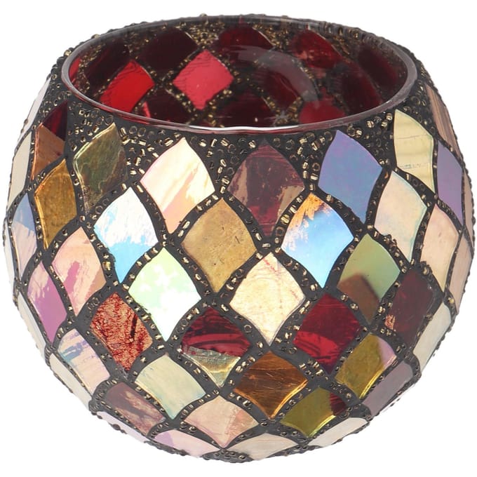 Mozaïek Glas Theelichthouder Romantisch Decoratief Rood Handgemaakt Gebarsten Geurkaarshouder black