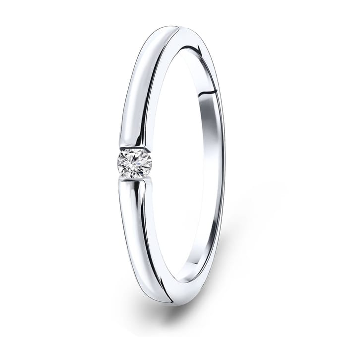 Miore Pure Ring Dames - 14 Karaat Witgoud - Met Diamanten - Handgemaakt - Maat 50