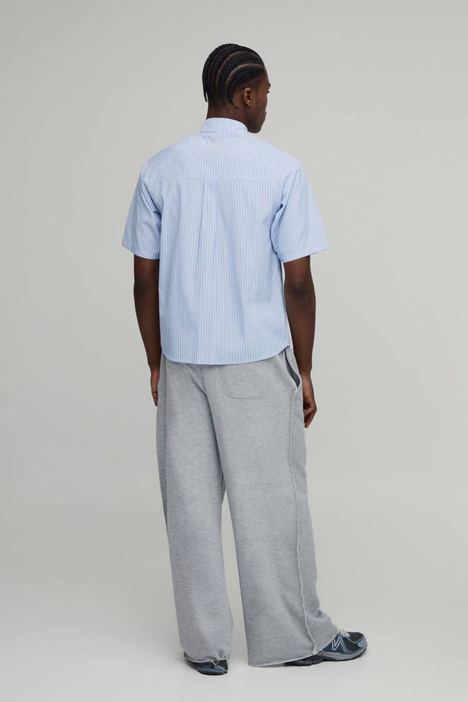 Oversized Boxy Shirt Met Paspeldetail En Strepen | Blue | Size Medium