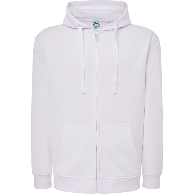 JHK Unisex effen capuchon met rits voor volwassenen (Wit)