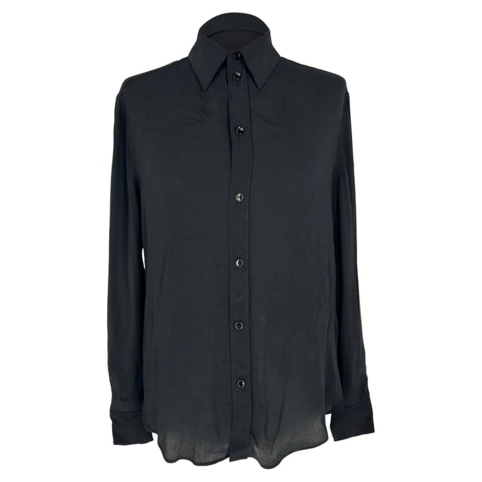 Celine blouse met lange mouwen en knoopsluiting in zwart acetaat